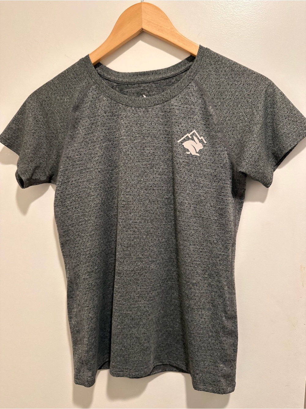 Rabbit Brand Heathered Gray Performance Tee with Subtle Dot Texture
